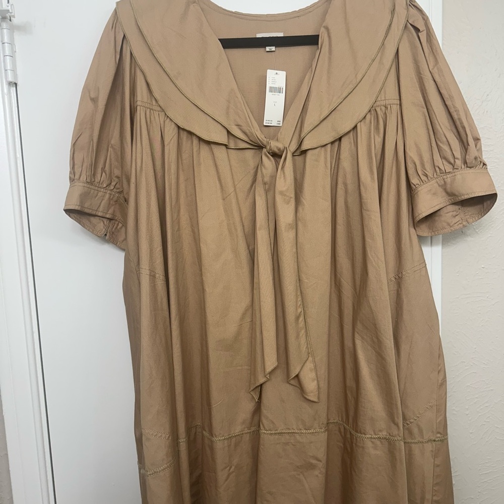 Anthropologie - Pilcro Tan Babydoll Dress with Puff Sleeves